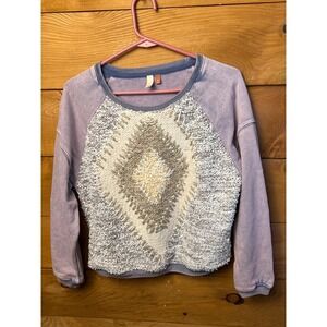 Pilcro Anthropologie Womens XS‎ Petite Pullover Textured Diamond Boho Sweatshirt